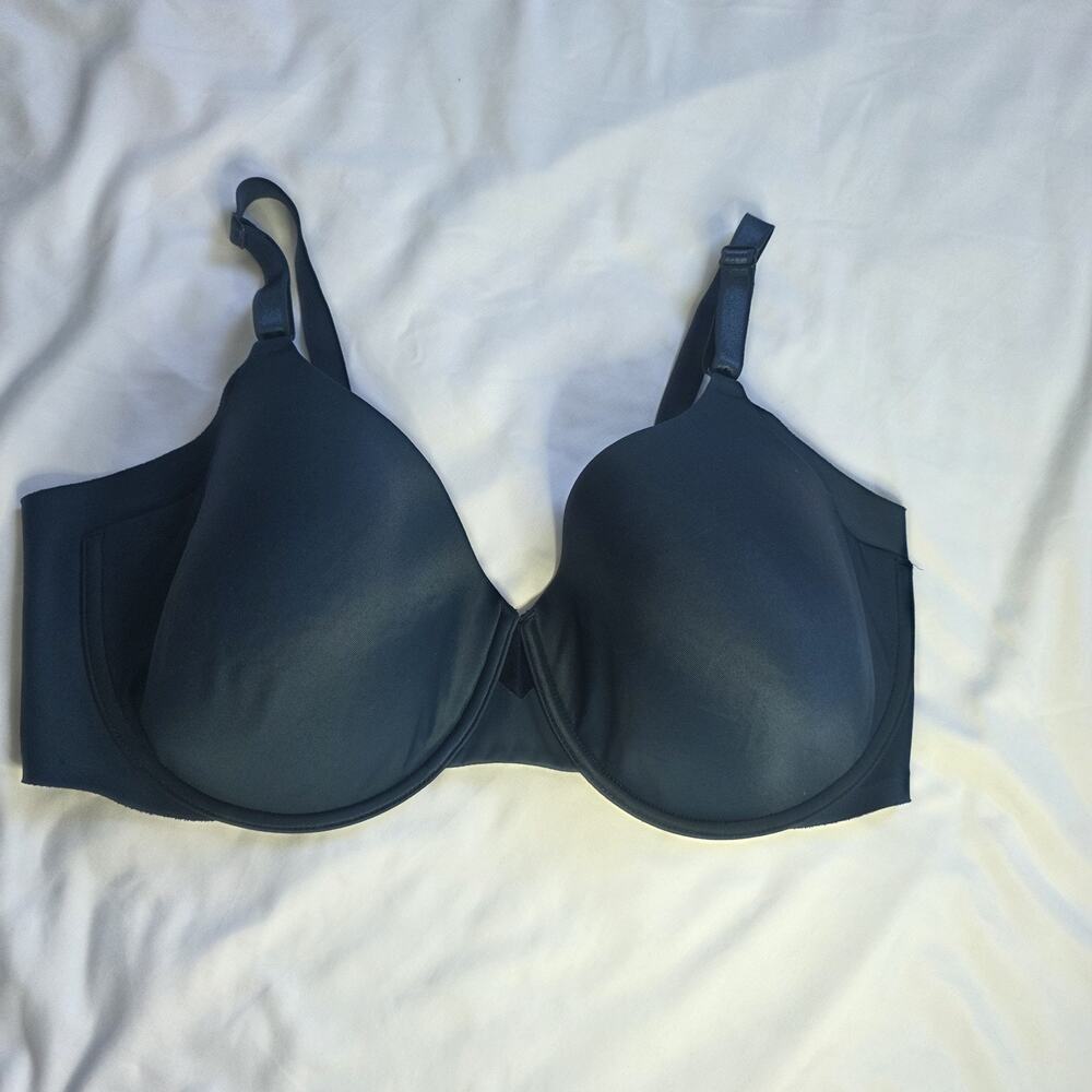 Olga By Warners 42D Signature Satin Full-Figure Underwire Bra 35002 Navy Blue